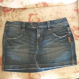 Sz 29 Silver Jean's  Denim Skirt mini distressing